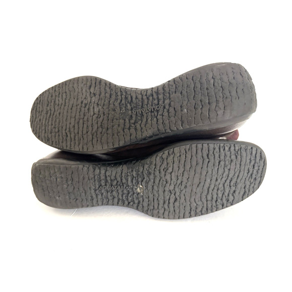 Aquatalia Mia Brown Suede Boots 9 Zip-Front Knit Cuff Low Wedge Heel Booties - Picture 9 of 16